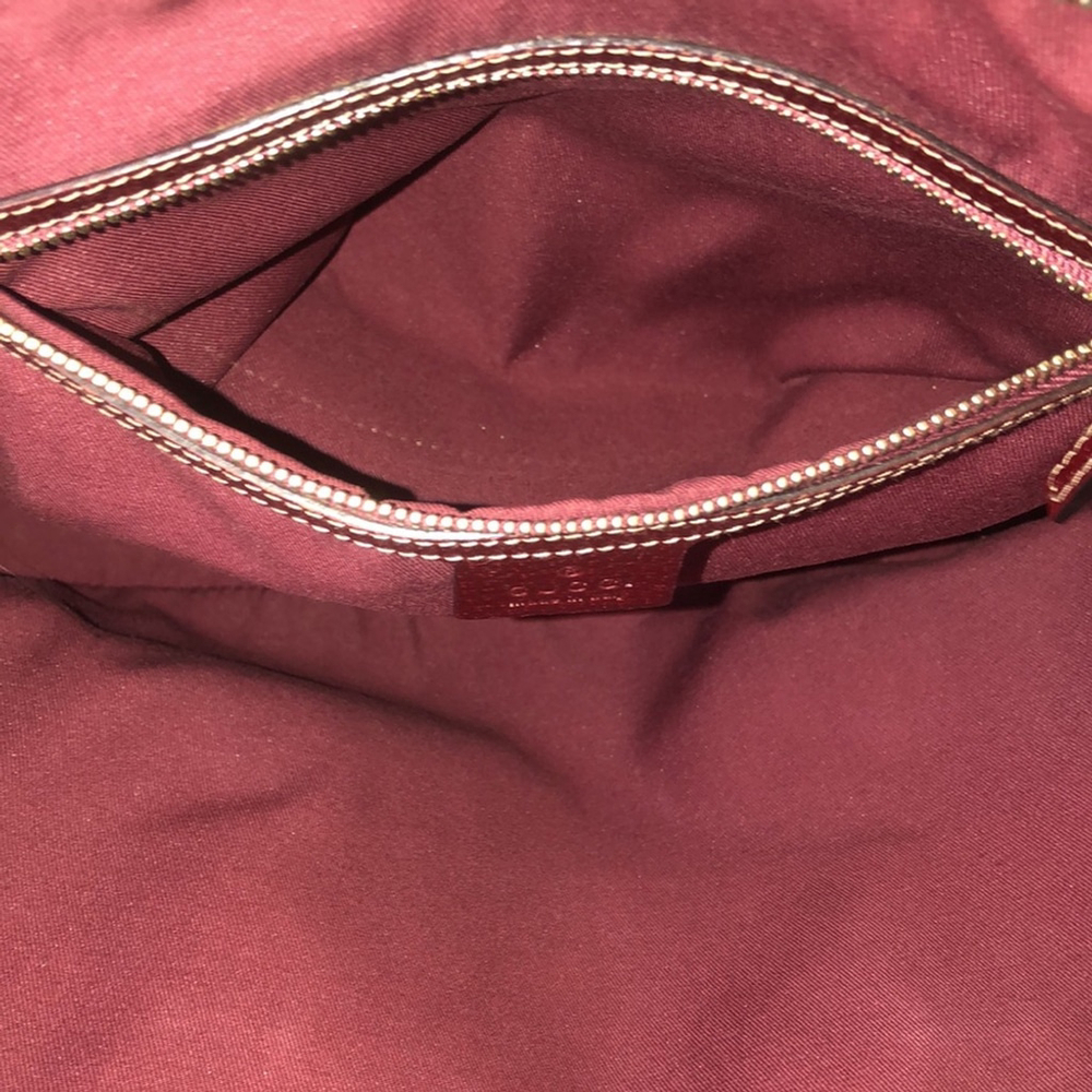 GUCCI GG Canvas Wine Leather Top Handle Dome Tote COA, GUCCI Dust Bag MINT COND - Picture 10 of 17
